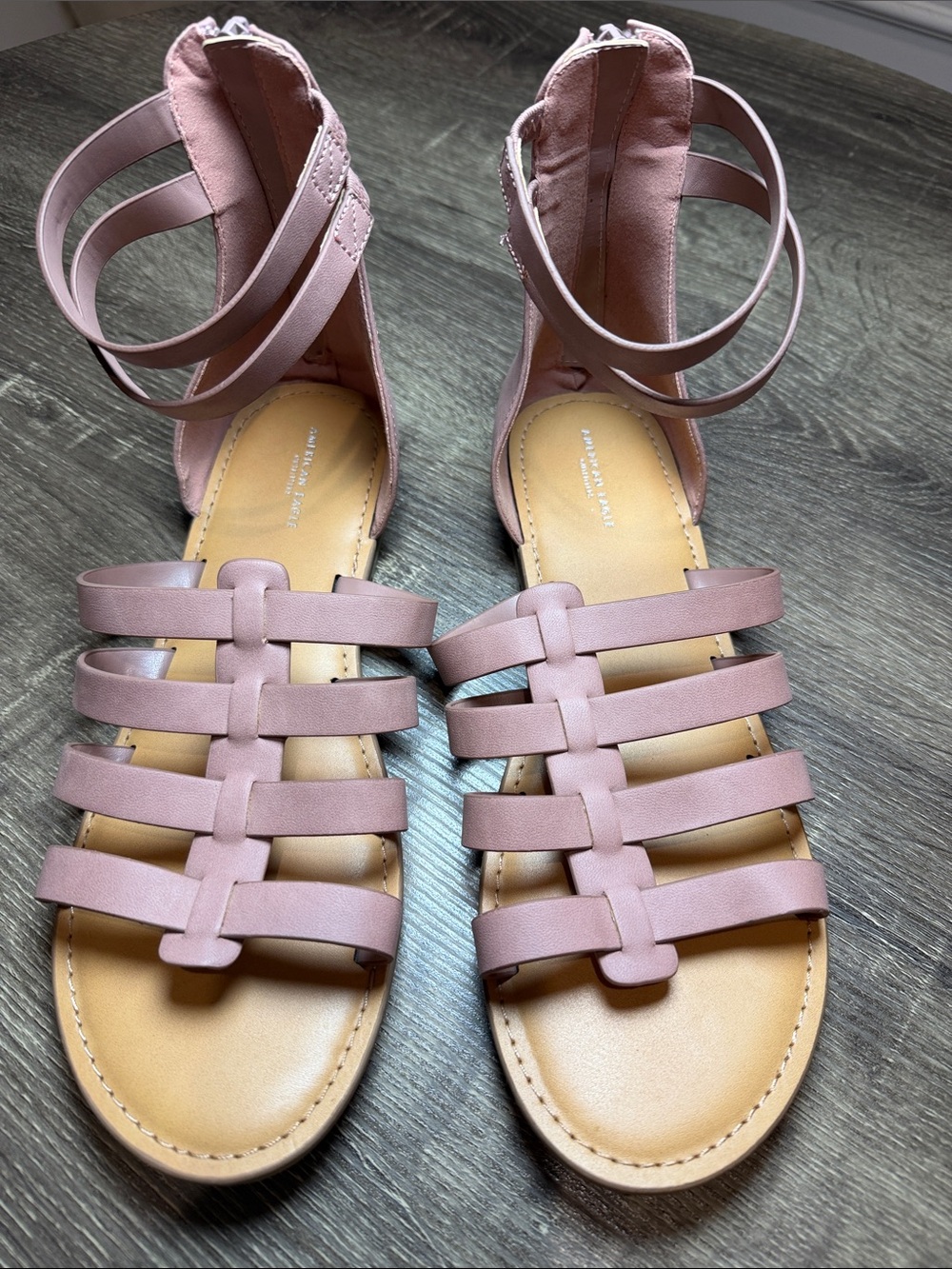 American Eagle Outfitters Pink Strappy Ankle-Wrap Sandals